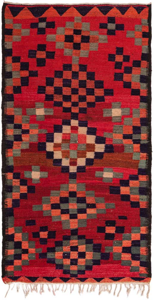 4' 1 x 7' 9 Hand Woven Kilim Fars Wool Runner Rug