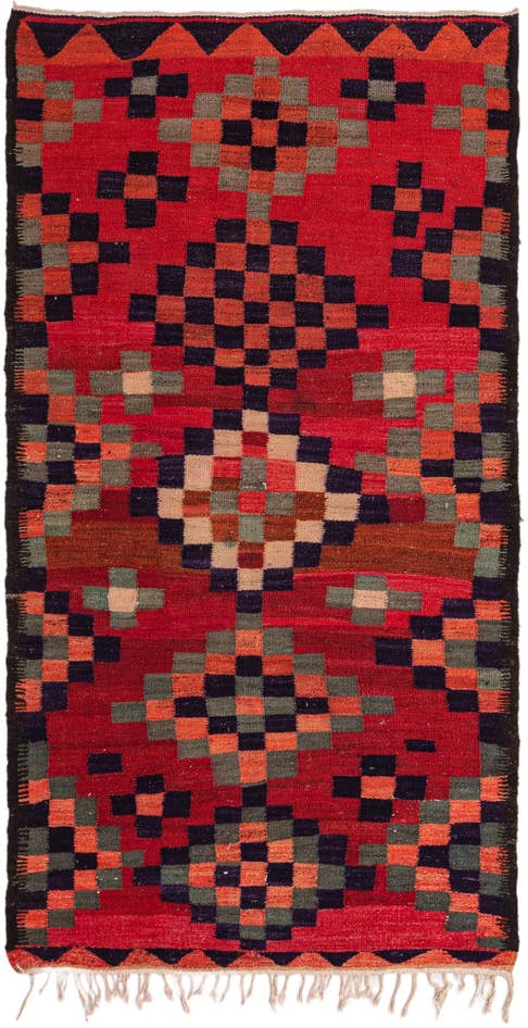 Detail image of 4' 1 x 7' 9 Hand Woven Kilim Fars Wool Runner Rug
