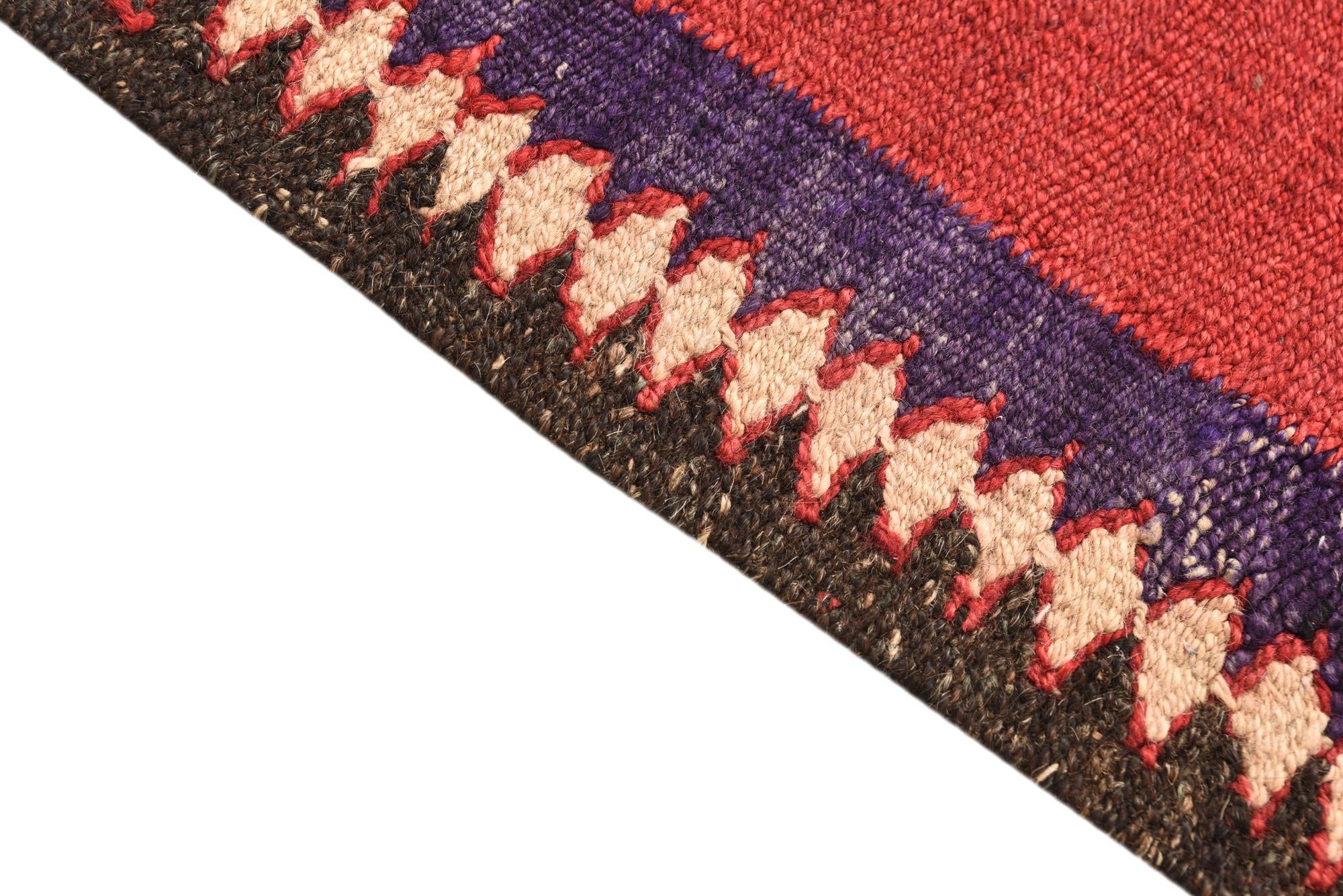 4' 2 x 7' 1 Hand Woven Kilim Fars Wool Runner Rug
