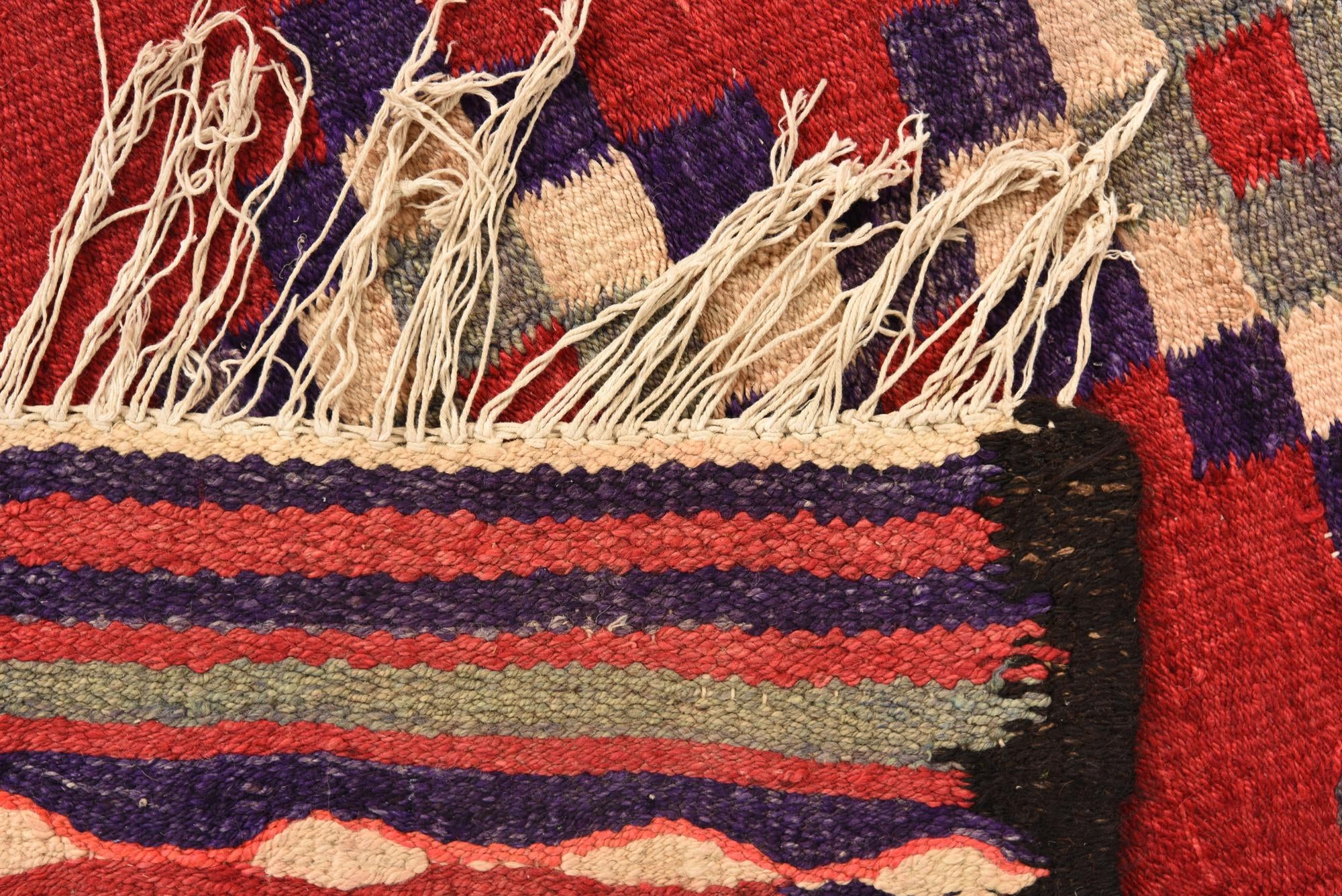 4' 2 x 7' 1 Hand Woven Kilim Fars Wool Runner Rug