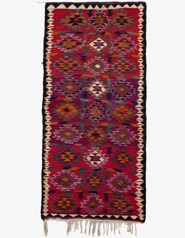 4' 5 x 9' 9 Hand Woven Kilim Fars Wool Runner Rug