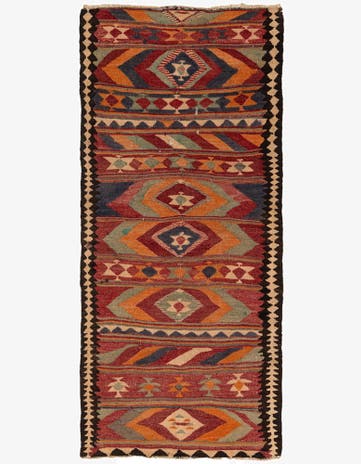 3' 9 x 8' 7 Hand Woven Kilim Fars Wool Runner Rug