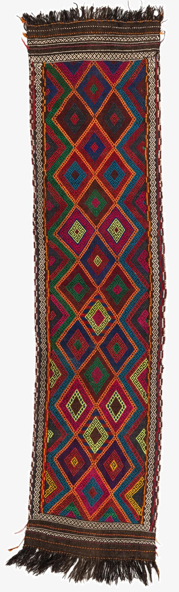 2' 1 x 8' 4  Hand Knotted Kilim Fars Persian Wool Runner Rug