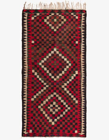 5' 3 x 10' Hand Woven Kilim Fars Wool Runner Rug