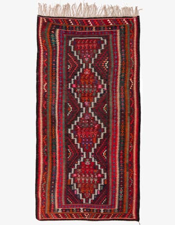 4' 9 x 9' 6 Hand Woven Kilim Fars Wool Runner Rug