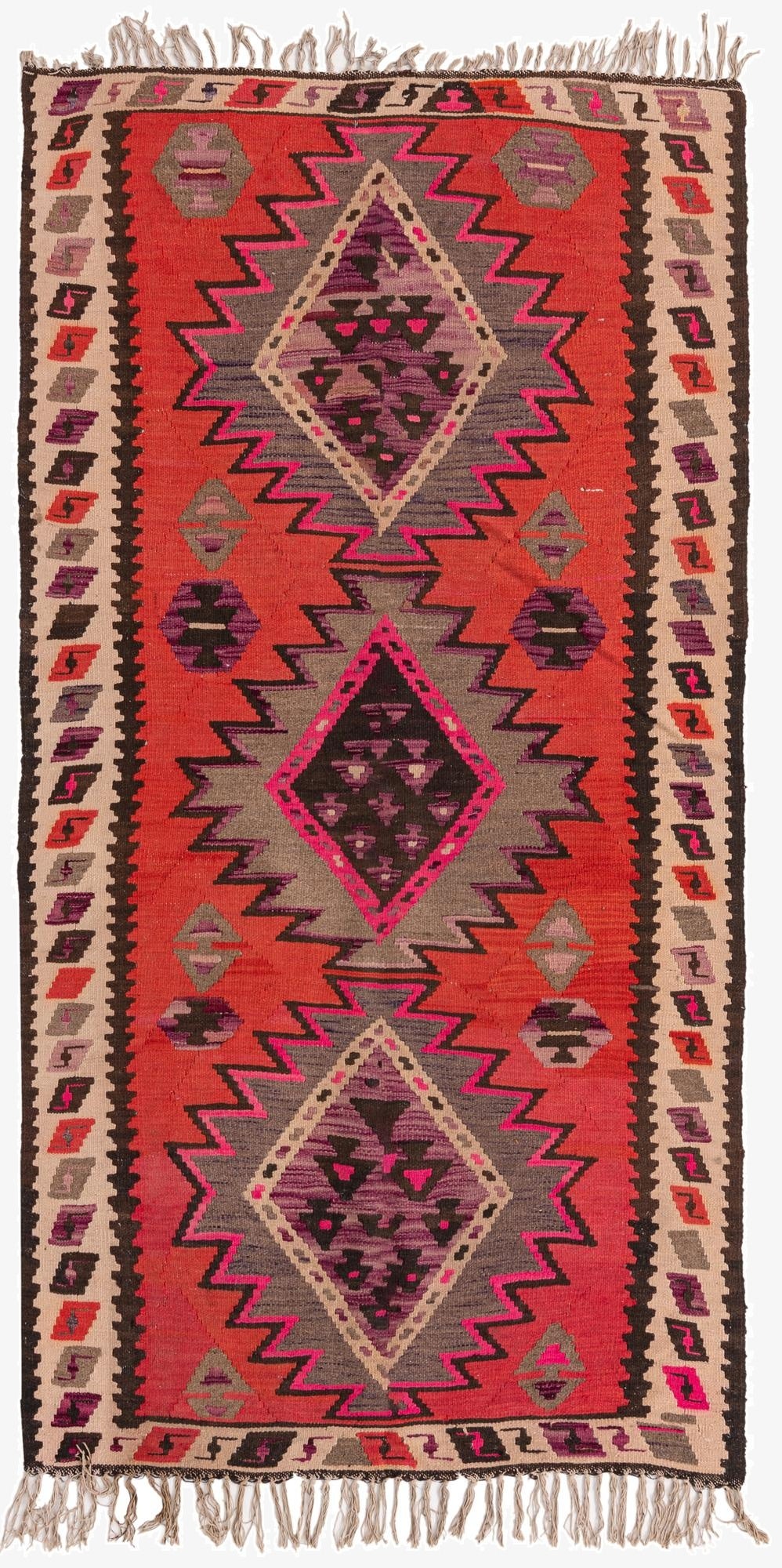 4' 4 x 7' 10  Hand Woven Kilim Fars Wool Runner Rug