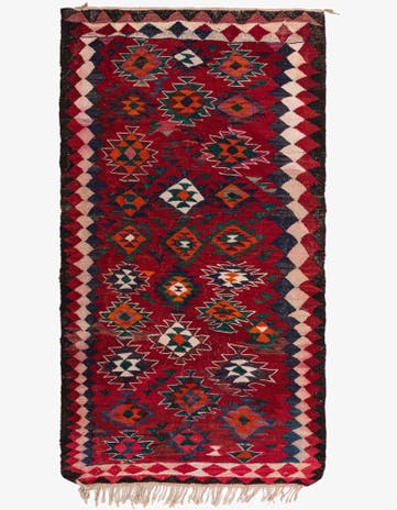 4' 10 x 9' 3 Hand Woven Kilim Fars Wool Runner Rug