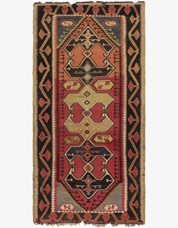 5' 4 x 11' 2 Hand Woven Kilim Fars Wool Runner Rug