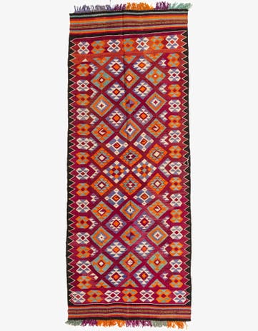 4' 5 x 11' 1 Hand Knotted Kilim Fars Persian Wool Runner Rug