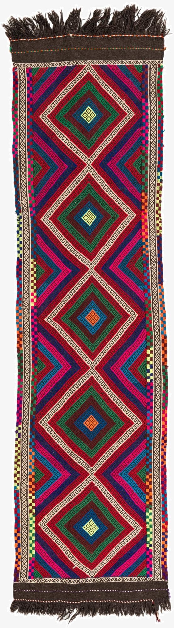 2' 2 x 8' 4  Hand Knotted Kilim Fars Persian Wool Runner Rug