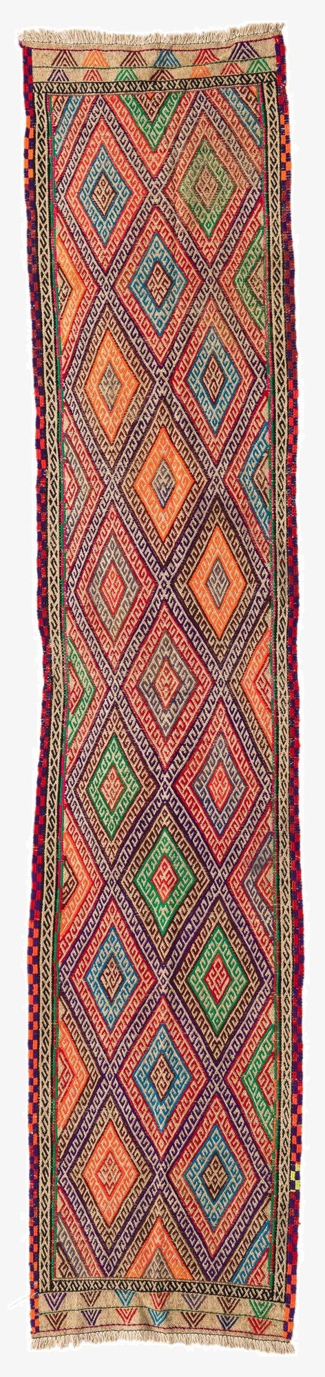 2' x 9' 9  Hand Knotted Kilim Fars Persian Wool Runner Rug