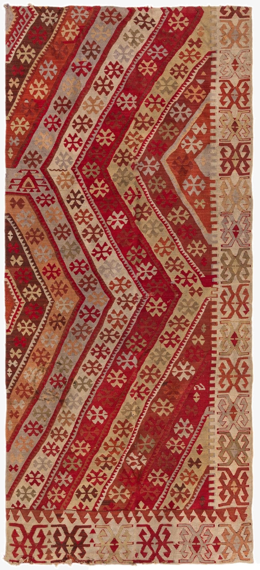3' 2 x 7' 2  Hand Woven Kilim Fars Wool Runner Rug