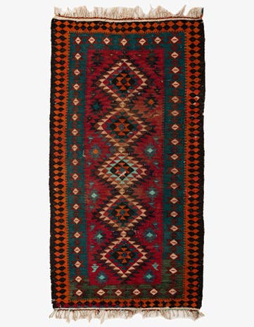3' 10 x 7' 3 Hand Woven Kilim Fars Wool Runner Rug