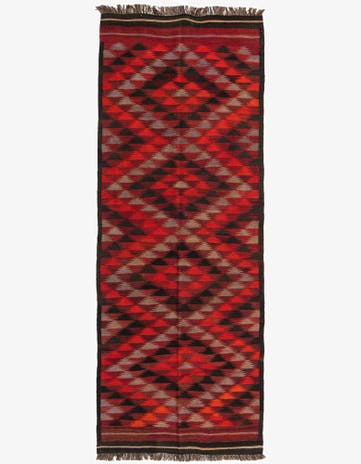 4' 3 x 11' 4 Hand Woven Kilim Fars Wool Runner Rug