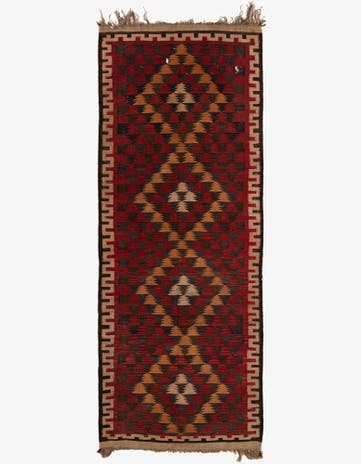 4' x 10' 3 Hand Woven Kilim Fars Wool Runner Rug