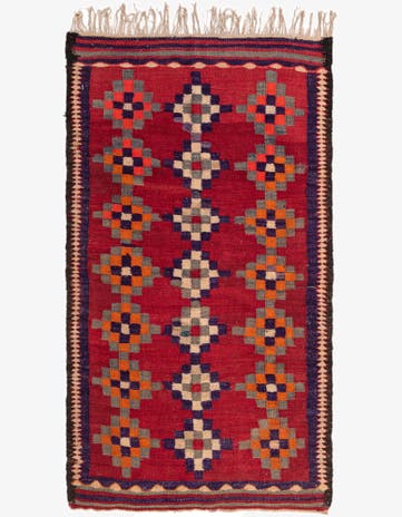 4' 2 x 7' 1 Hand Woven Kilim Fars Wool Runner Rug