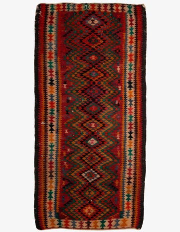 4' 5 x 8' 10 Hand Woven Kilim Fars Wool Runner Rug