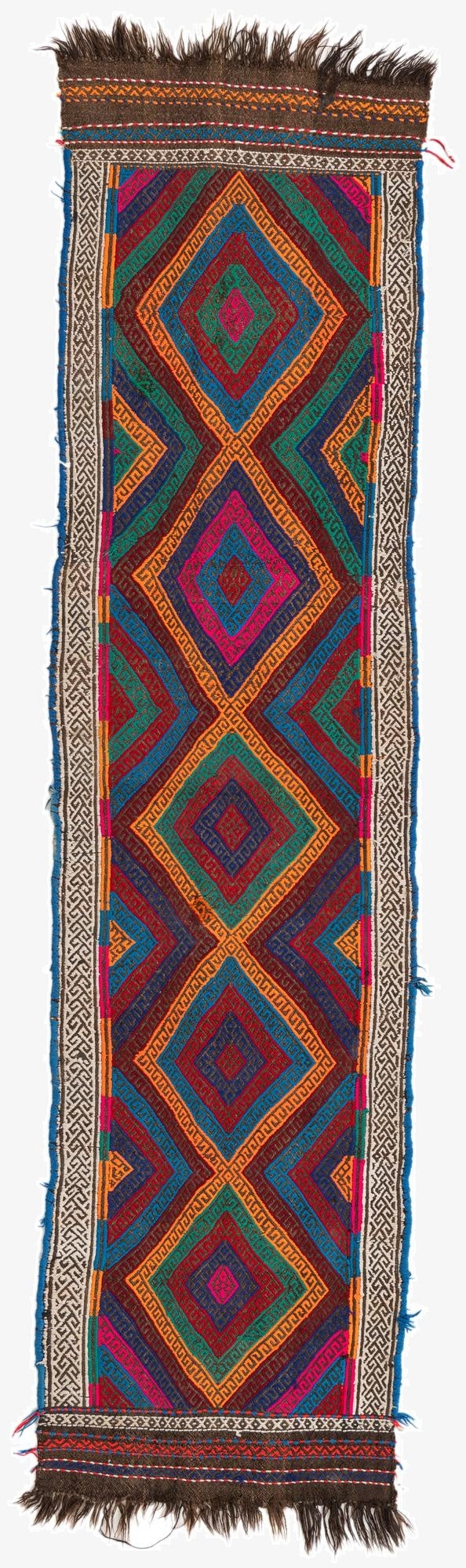 2' 1 x 8' 3  Hand Knotted Kilim Fars Persian Wool Runner Rug