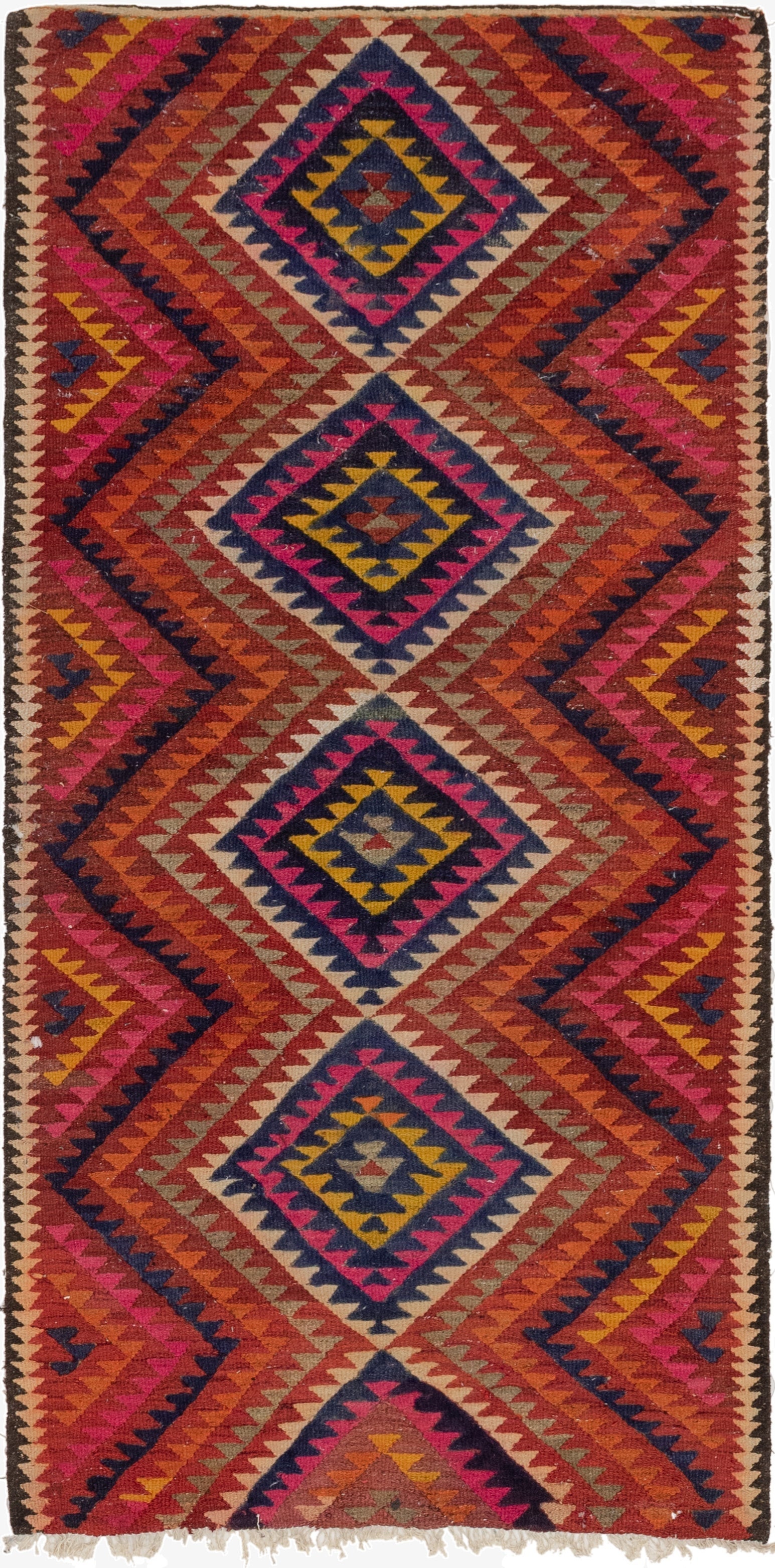 4' x 9'  Hand Woven Kilim Fars Wool Runner Rug