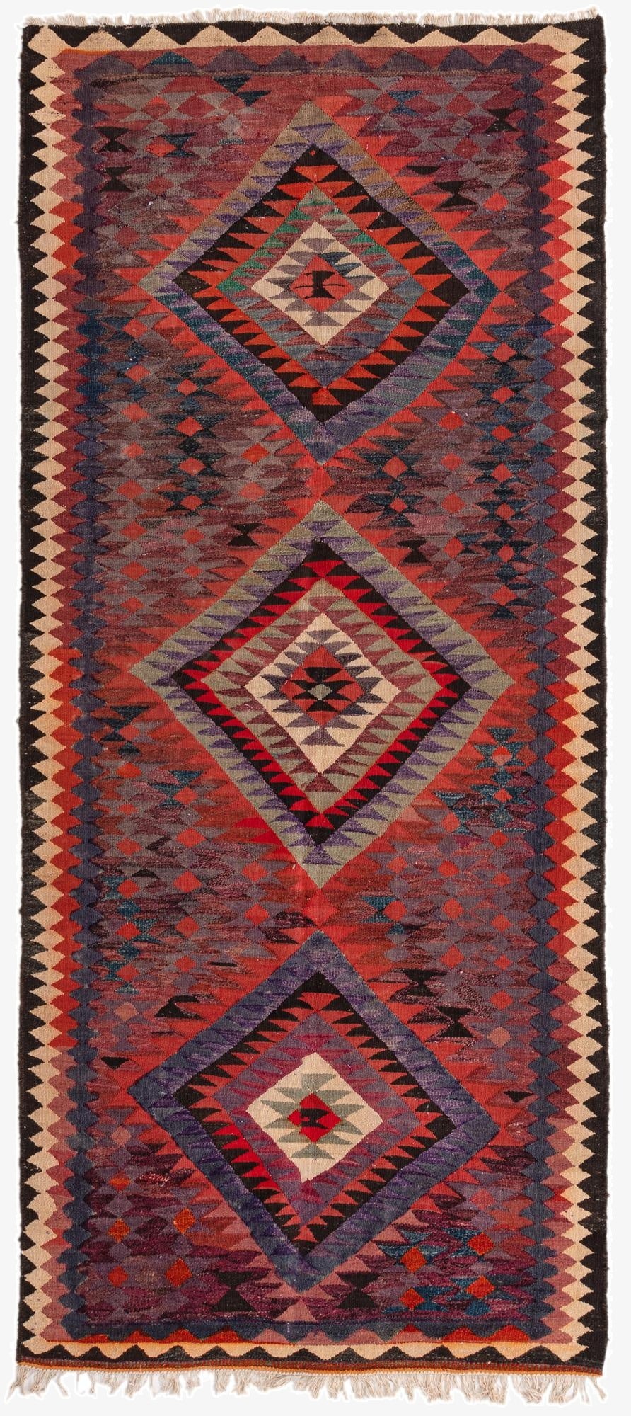 4' 2 x 9' 9  Hand Woven Kilim Fars Wool Runner Rug