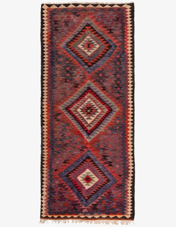 4' 2 x 9' 9 Hand Woven Kilim Fars Wool Runner Rug