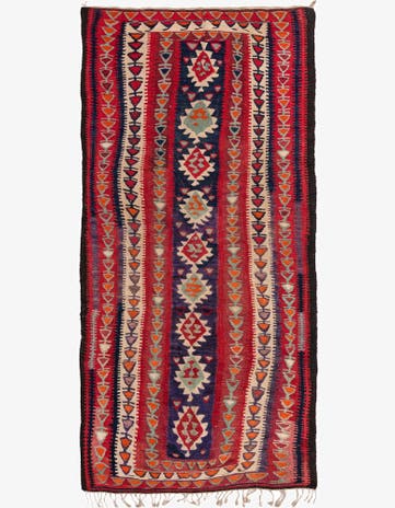 4' 5 x 9' Hand Woven Kilim Fars Wool Runner Rug