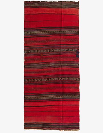 4' 1 x 9' 5 Hand Woven Kilim Fars Wool Runner Rug