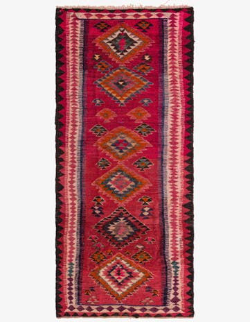 4' 1 x 9' 4 Hand Woven Kilim Fars Wool Runner Rug