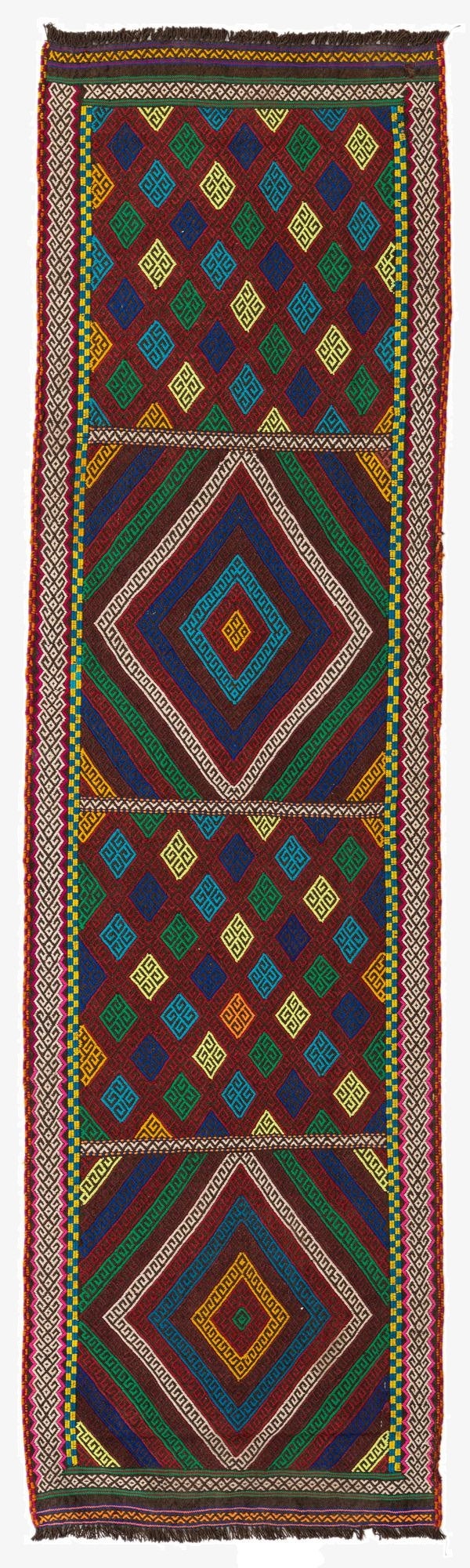 2' 4 x 8' 2  Hand Knotted Kilim Fars Persian Wool Runner Rug