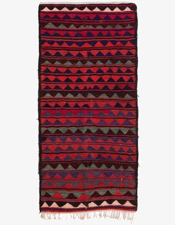 3' 9 x 8' Hand Woven Kilim Fars Wool Runner Rug