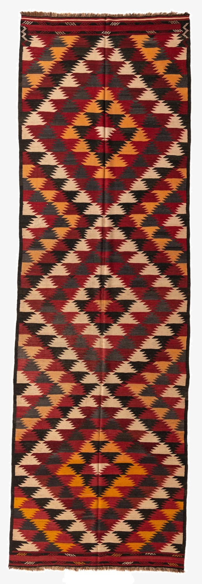 4' 9 x 15'  Hand Woven Kilim Fars Wool Runner Rug