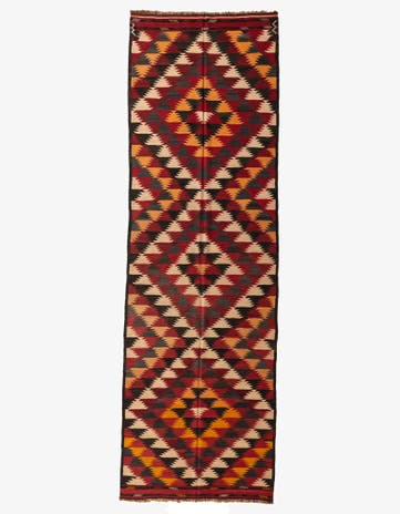 4' 9 x 15' Hand Woven Kilim Fars Wool Runner Rug