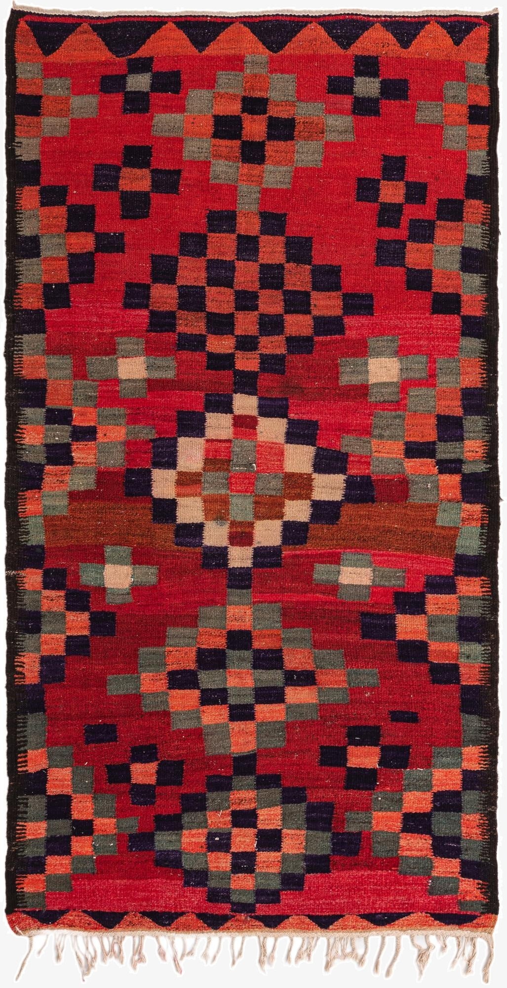 4' 1 x 7' 9  Hand Woven Kilim Fars Wool Runner Rug