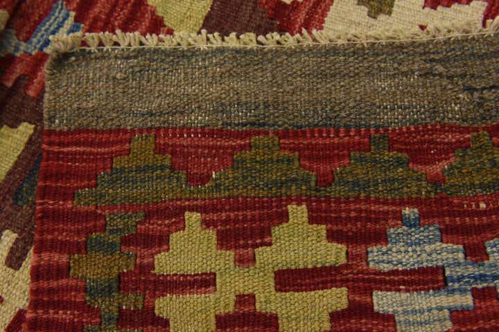 3' 4 x 6' 6 Hand Woven Kilim Maymana Wool Runner Rug