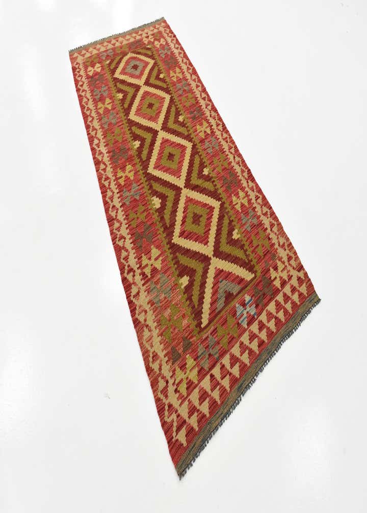 3' 3 x 6' 9 Hand Woven Kilim Maymana Wool Runner Rug