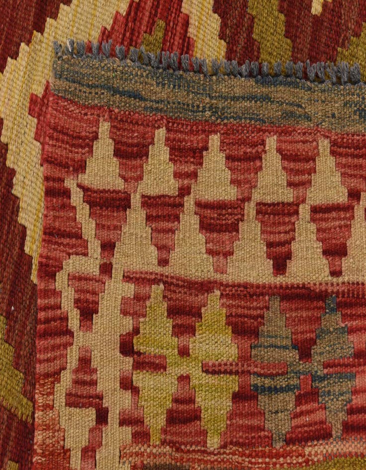 Detail image of 3' 3 x 6' 9 Hand Woven Kilim Maymana Wool Runner Rug