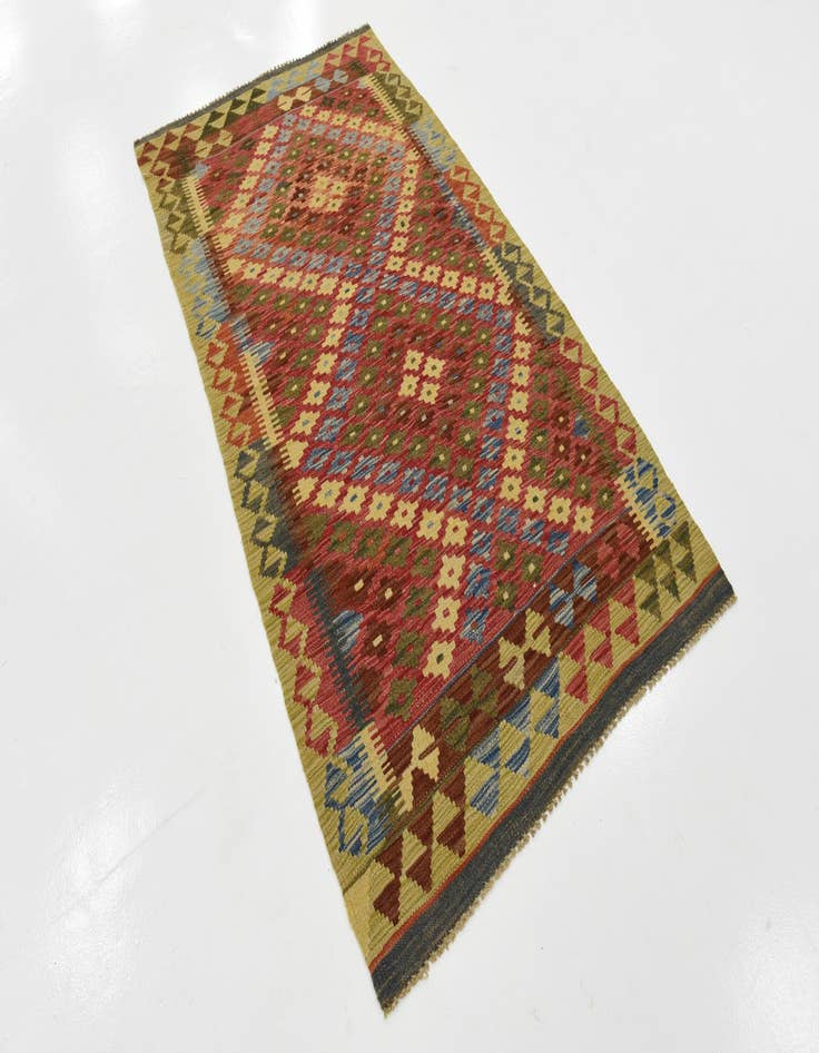 Detail image of 3' 6 x 6' 5  Hand Woven Kilim Maymana Wool Runner Rug