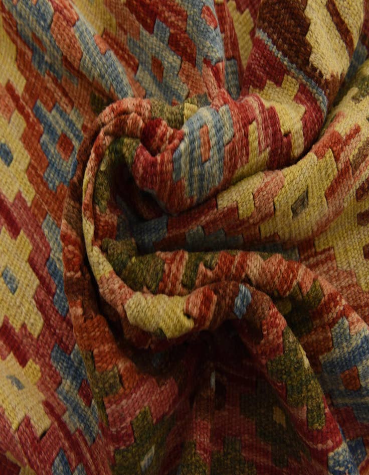 Detail image of 3' 6 x 6' 5  Hand Woven Kilim Maymana Wool Runner Rug