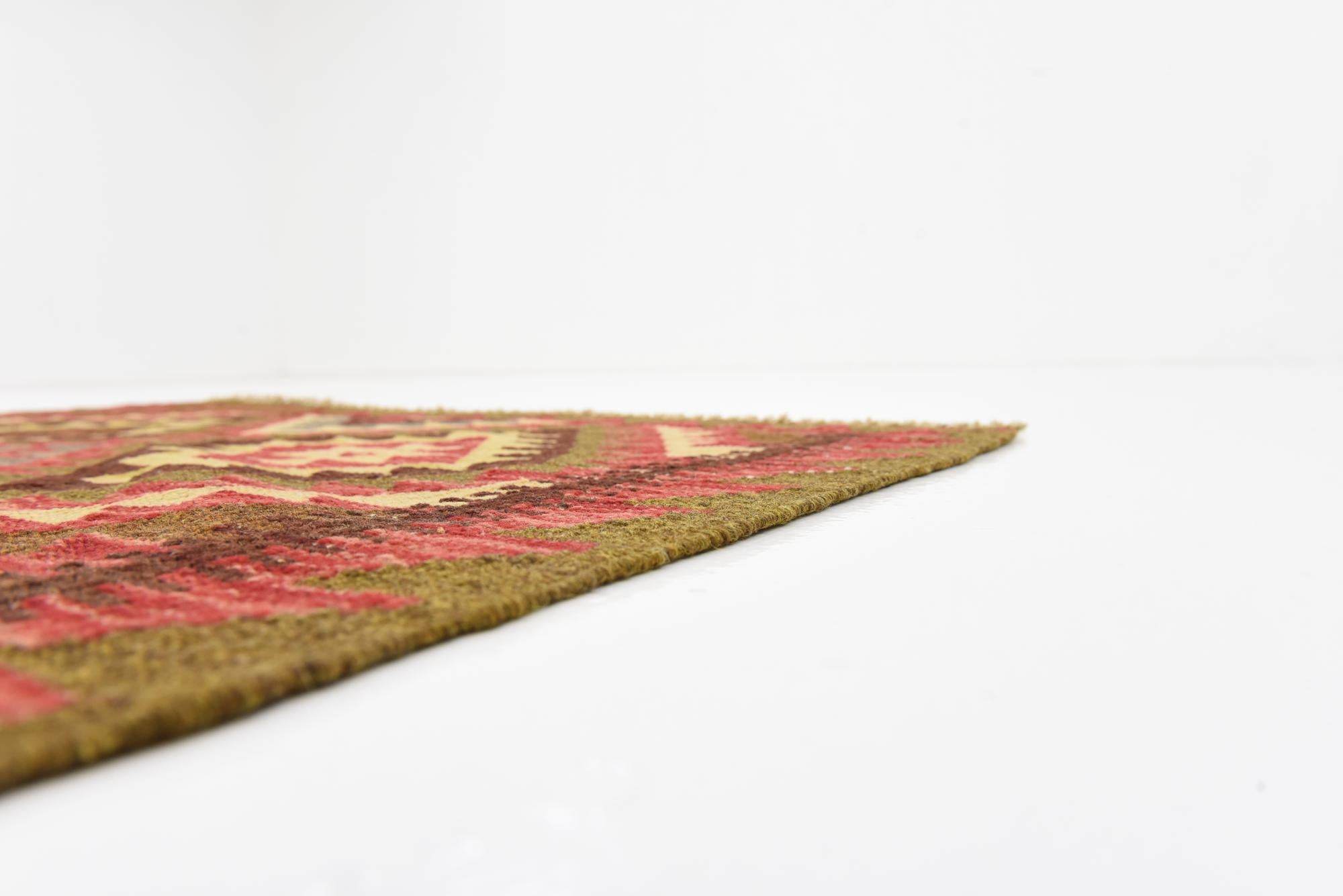 3' 2 x 6' 7 Hand Woven Kilim Maymana Wool Runner Rug
