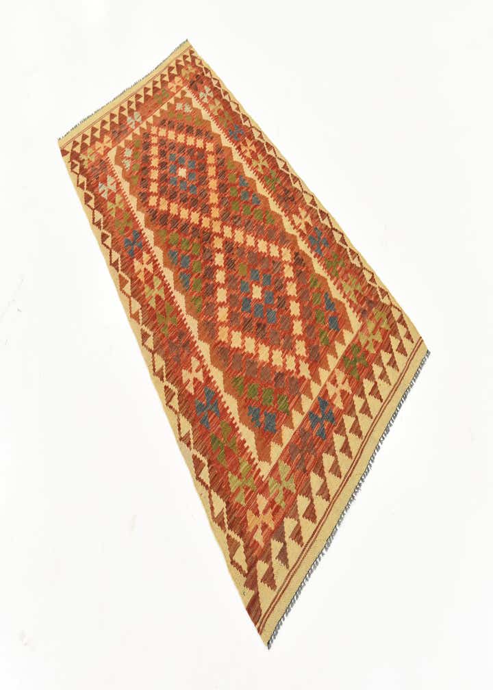 3' 4 x 6' 4 Hand Woven Kilim Maymana Runner Rug