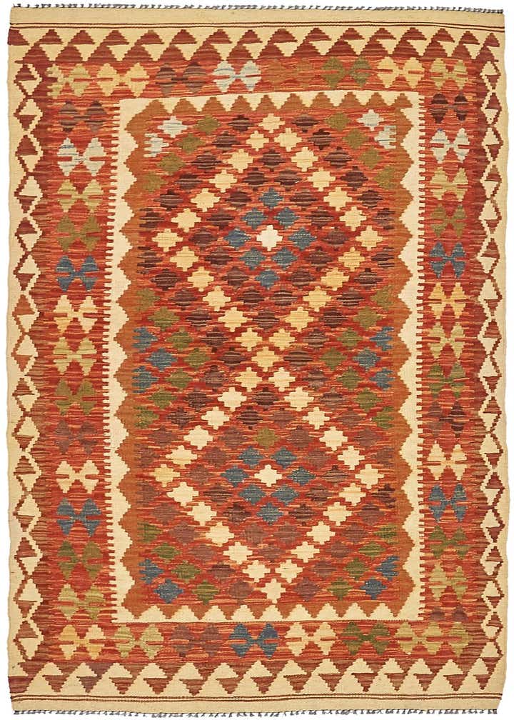 3' 4 x 6' 4 Hand Woven Kilim Maymana Runner Rug