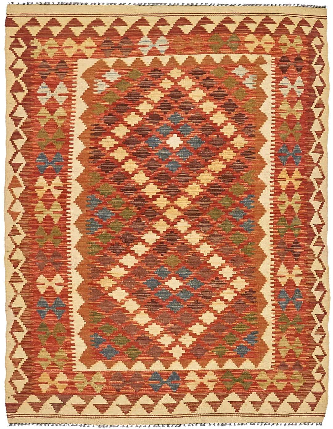 3' 4 x 6' 4 Hand Woven Kilim Maymana Runner Rug