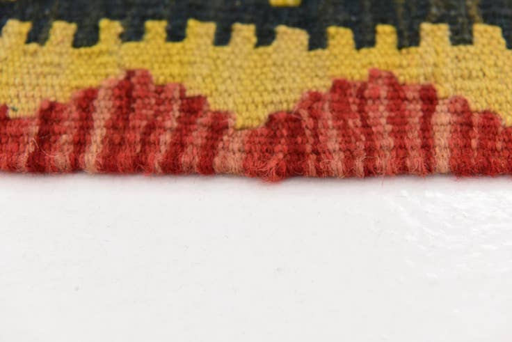 Detail image of 3' 2 x 6' 4 Hand Woven Kilim Maymana Wool Runner Rug