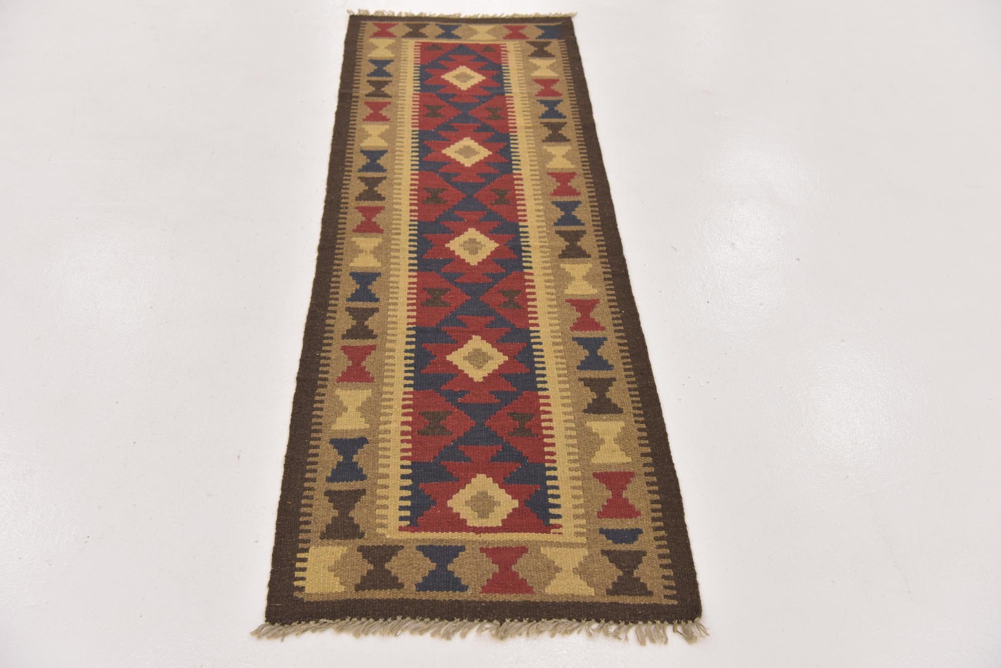 60cm x 190cm Tejido a mano Kilim Maymana Alfombra Lana Pasillera