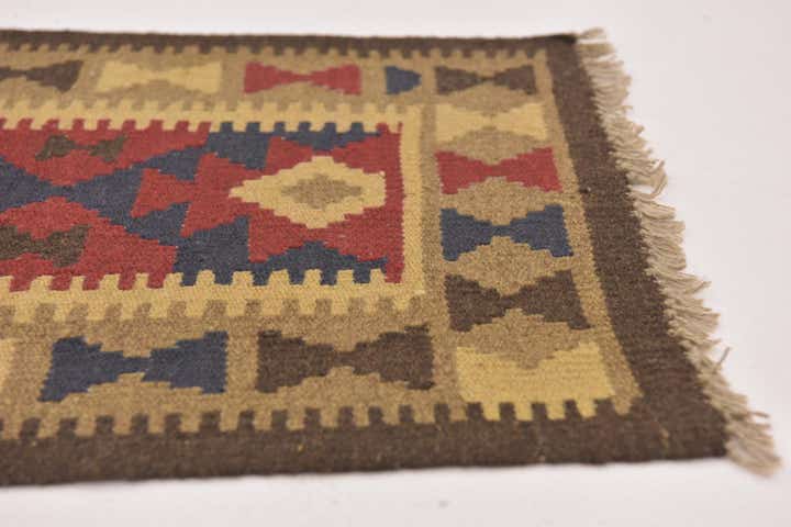 2' x 6' 3 Hand Woven Kilim Maymana Wool Runner Rug