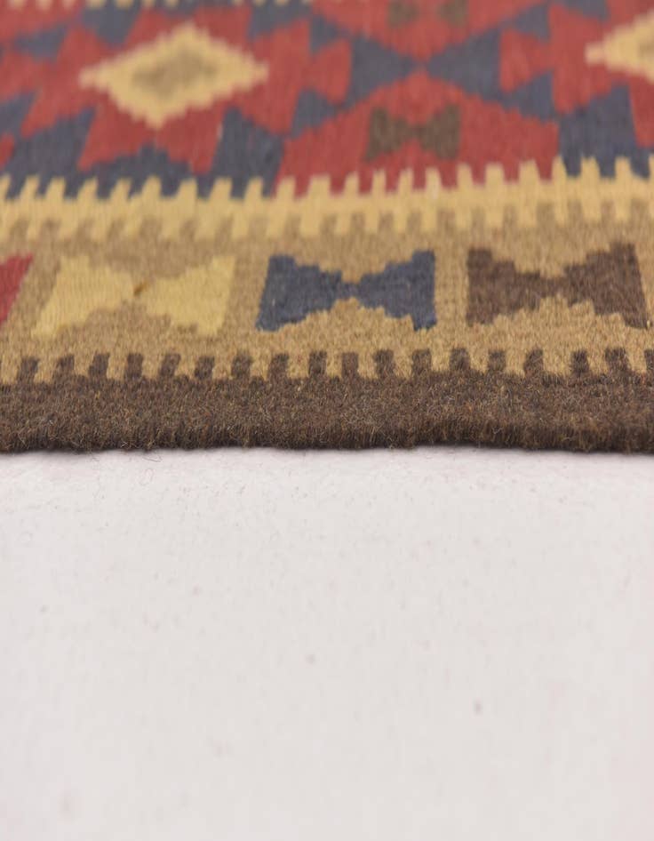 Detail image of 2' x 6' 3  Hand Woven Kilim Maymana Wool Runner Rug