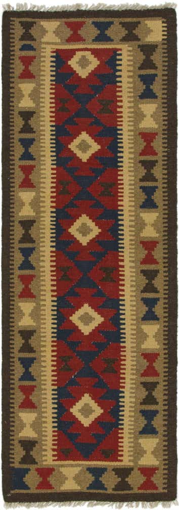2' x 6' 3 Hand Woven Kilim Maymana Wool Runner Rug