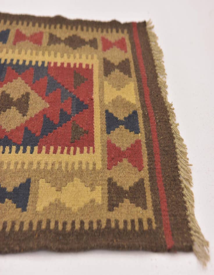 Detail image of 2' 2 x 6' 3  Hand Woven Kilim Maymana Wool Runner Rug