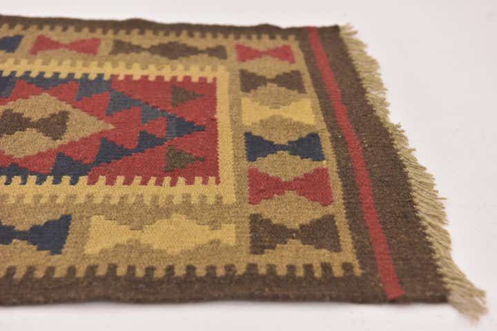 2' 2 x 6' 3 Hand Woven Kilim Maymana Wool Runner Rug