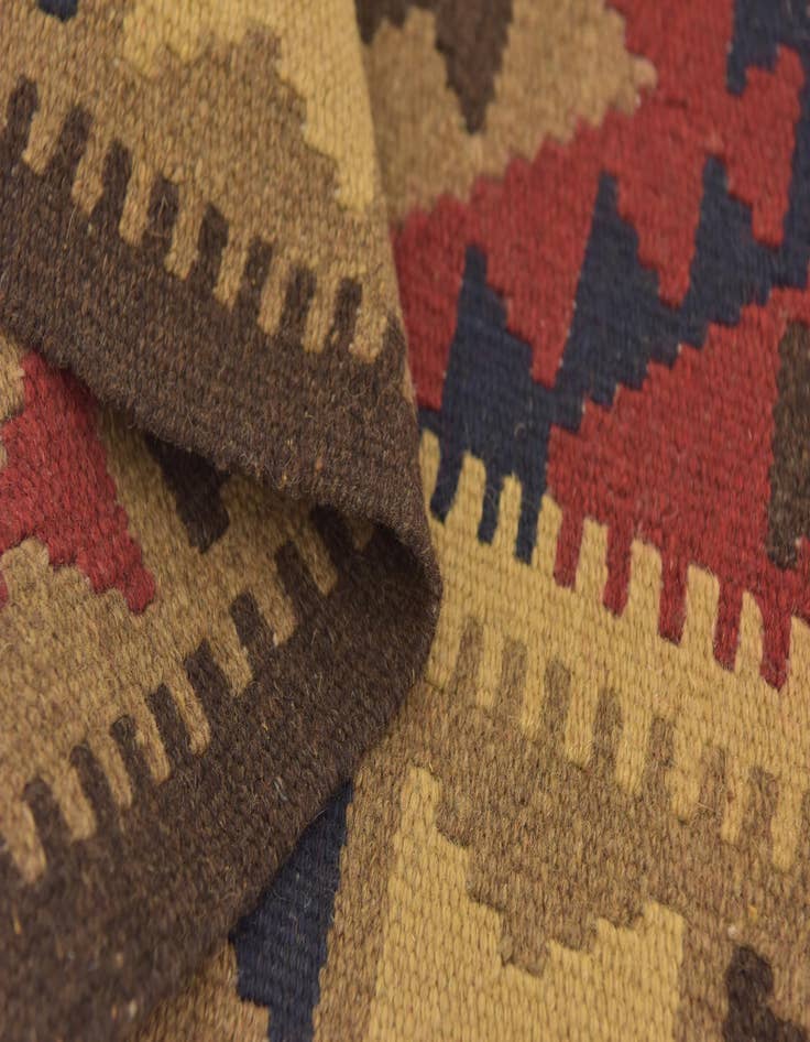 Detail image of 2' 2 x 6' 3  Hand Woven Kilim Maymana Wool Runner Rug